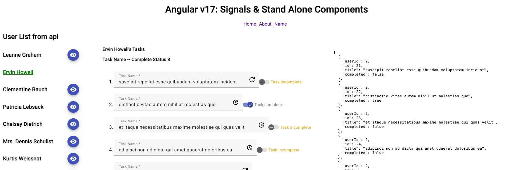 Screenshot of the Angular Signals App Screenshot of Angular Signals App
