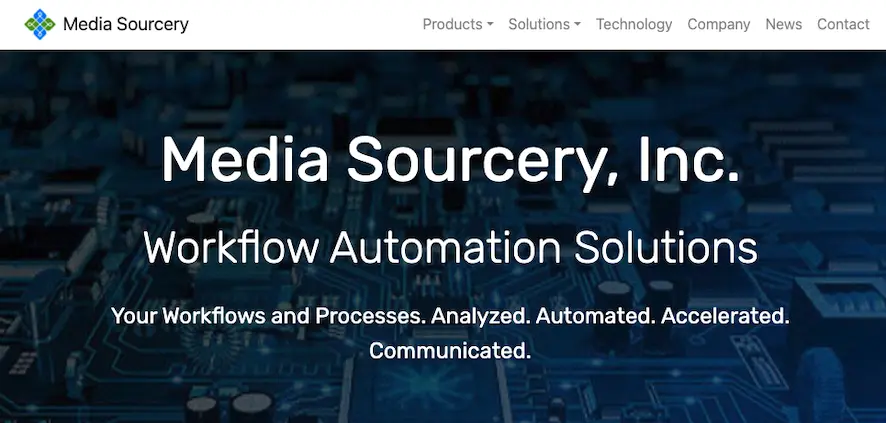 Screenshot of the Media Sourcery website Screenshot Media Sourcery App